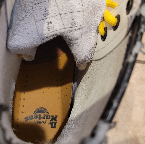 Dr. Martens AirWair Combat Boots - White with Yellow Laces - Size 5 - Picture 6 of 11